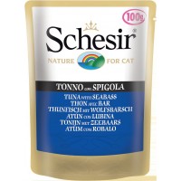 Schesir Tuna Seabass ТУНЕЦ с МОРСКИМ ОКУНЕМ влажный корм консервы для кошек пауч 100 г (751085)